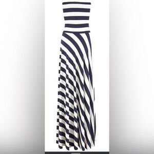 Butter By Nadia Convertible Strapless‎ Navy/White Striped Jersey Dress Size OS